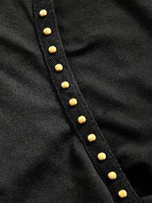 ROMWE Y2K Sexy Rivet Halter Backless Draped Backless Fashion Camisole - Black - View 3