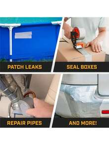 1卷加厚强力防风胶带，柔韧性好，无残留，全天候适用，可徒手撕开包装胶带 - 大包装，适合DIY和专业用途 - 銀色 - 查看 6