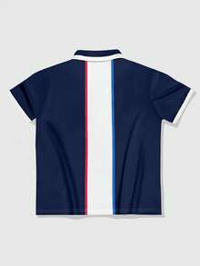 ROMWE MEN Prep Spring/Summer Casual Graphic Men'S Letter Print Short Sleeve Casual Commuter Polo Shirt - Multicolor - View 2