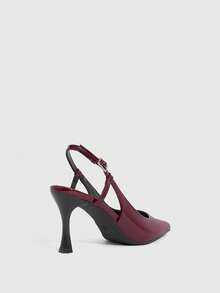 CUCCOO SZL Women's Pointed Toe Buckle Design Fashionable High Heels, Versatile For Daily Wear - Burgundy - View 3