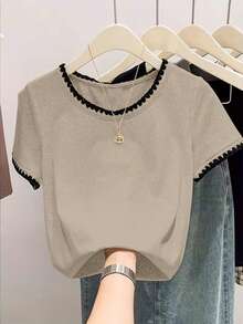 Women's Casual Round Neck Daily Commute Short Sleeve T-Shirt - Multicolor - View 3