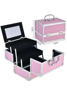 1 Makeup Storage Box, Portable Makeup Bag With Mirror, Professional Makeup Tools, Large Capacity Waterproof Multifunctional Travel Makeup Bag, Makeup Organizing Box - Multicolor - View 8