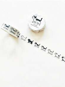 1 pieza Cinta Washi con diseño de gato lindo de 15mm*5m, cinta adhesiva de papel con dibujos animados para decoración de álbumes y diarios - Albaricoque - Ver 18