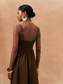 Zivah 2026春夏收腰A字咖啡棕色竹纤维面料女装 - 咖啡棕 - 查看 3