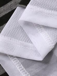 DAZY Áo thun dài tay cổ tròn in họa tiết kẻ sọc dành cho nữ, kiểu dáng thường ngày, đa năng. - Xám - Xem 3