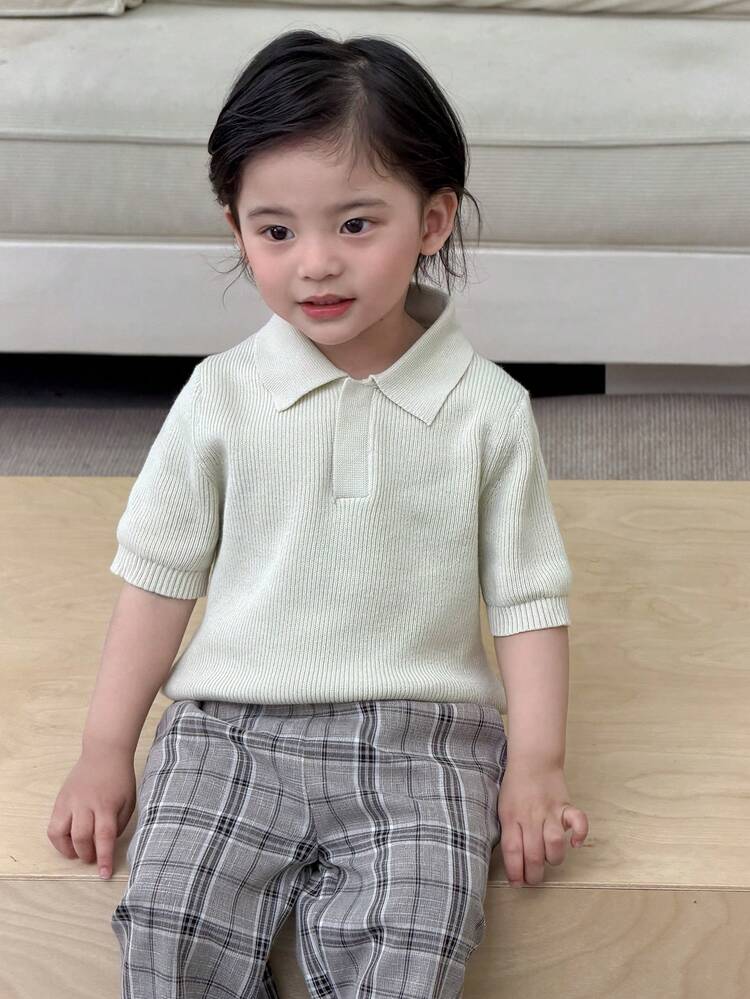 Camiseta de manga corta con cuello polo de estilo casual y urbano para niños pequeños, primavera/otoño