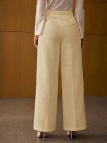 MOTF PREMIUM CONTRAST LACE STRAIGHT-LEG PANTS - Apricot - View 3