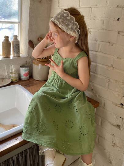 Dazy Kids 女童纯色蕾丝连衣裙，春夏款