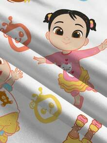 CoComelon X SHEIN Baby Girl Casual Cute Cartoon Graphic Contrast Trim Crew Neck Sweatshirt, Suitable For Daily Wear & Commuting - White - View 6