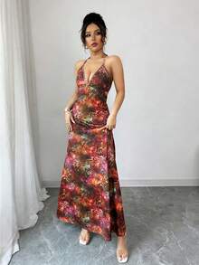 Rafferiza Đầm nữ thanh lịch buộc dây cổ chữ V hở lưng, thích hợp cho kỳ nghỉ, tiệc Halloween, gợi cảm và thời trang, dáng ôm. - Nhiều màu - Xem 3