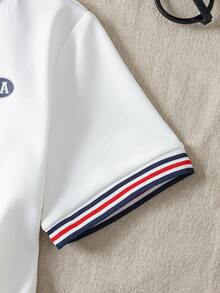 Casuvi Kids Tween Girl Striped Print Casual Short Sleeve Dress