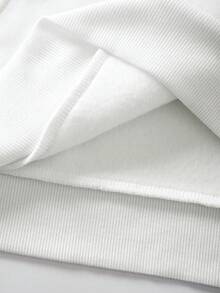 Manfinity Joysei 男士白色宽松落肩加厚保暖连帽衫，饰有洛杉矶图案印花，适合秋冬季节穿着，白色，长袖上衣 - 白色 - 查看 5