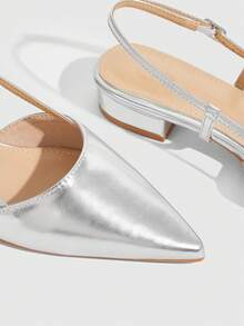 CUCCOO SZL Women's Pointed Toe Buckle Design Casual Fashionable Flat Shoes - Silver - View 6