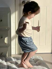 DAZY 2pcs/Set Baby Boys' Casual Round Neck T-Shirt And Shorts Pajamas Set Summer - Apricot - View 9