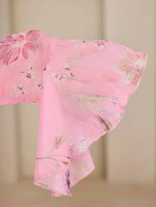 Graceveil Vestido elegante y modesto con estampado floral, volantes en el bajo y cintura con lazo - Rosa - Ver 8