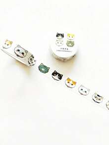 1 pieza Cinta Washi con diseño de gato lindo de 15mm*5m, cinta adhesiva de papel con dibujos animados para decoración de álbumes y diarios - Albaricoque - Ver 16