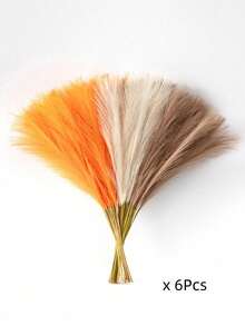 Herbe de Pampa artificielle 55 cm/21,65 po Fleur fausse moelleuse de couleur beige, marron, orange. Roseau artificiel faux Herbe de Pampa pour la décoration de la maison et de la ferme, pour la décoration bohème, fleur artificielle fausse décoration Pampa, remplisseur de vase décoration de la pièce, centres de table de mariage - mika orange - Voir 11
