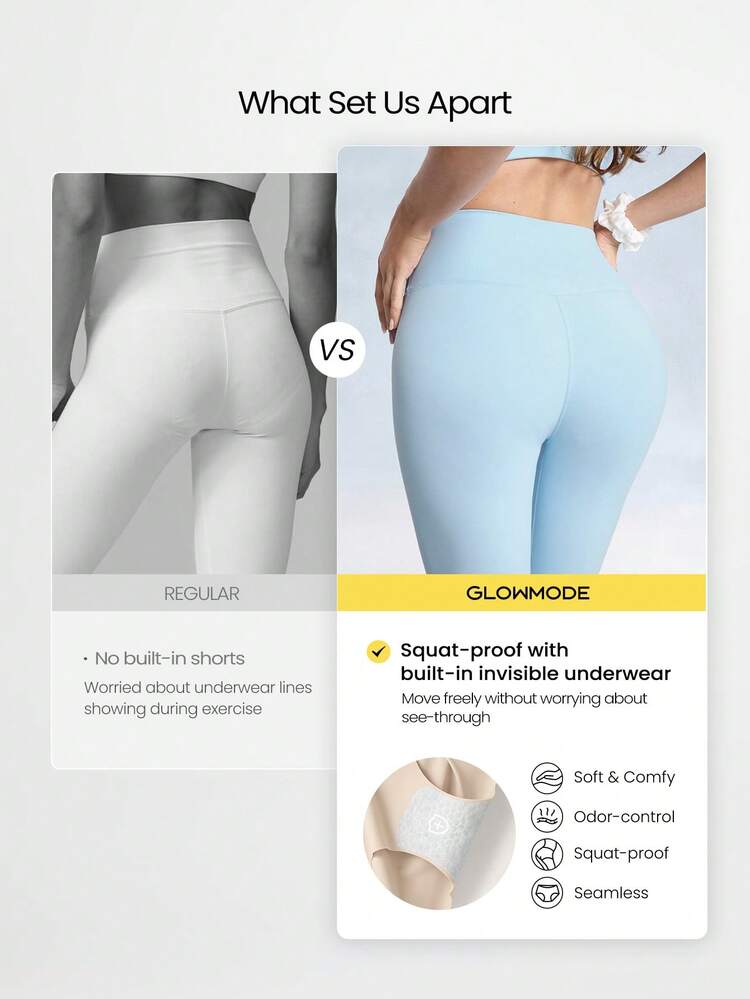 24" FeatherFit™ Renew Leggings With Built-In Underwear Valentine's Day Low Impact Yoga Pilates Daily Spring Summer