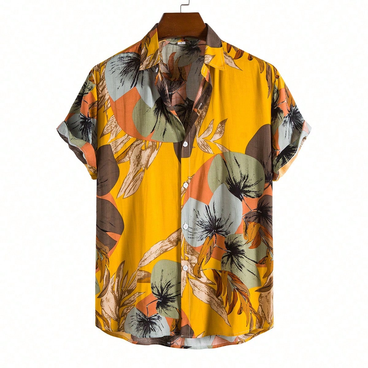 Camisa de manga corta casual de verano para hombre con estampado de plantas, camisa tropical, camisa de Hawái, camisa de luau, vacaciones