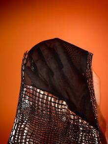 Menodora SHEIN Sport 女士无袖圆领修身透视性感钢管舞健身套装 - 彩色 - 查看 8