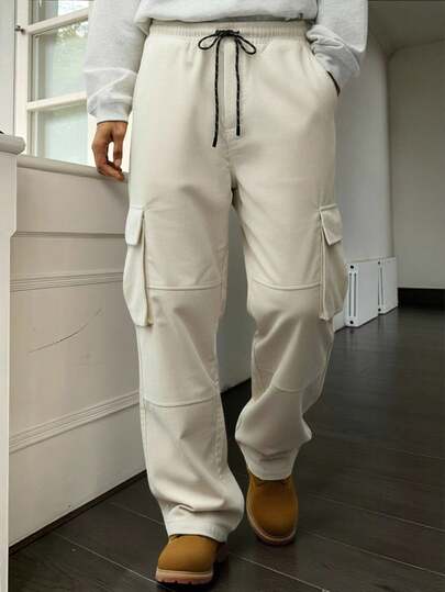 Manfinity Homme Pantalones de unicolor para uso diario de hombres