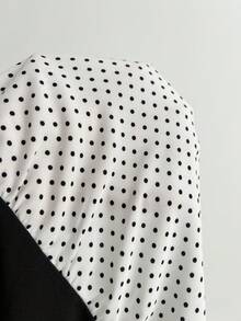 Elamini Women's Summer Dress - Y2K Retro Babe Style, Polka Dot, Waist-Cinching Long Sleeve, Valentine's Day Outfit, Casual Wear - Black and White - View 6