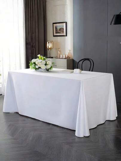 白色长方形桌布，防污防皱可水洗涤纶桌布，适用于用餐、婚礼、宴会、派对、自助餐等场合，是馈赠佳品，也是婚礼桌布、婚礼装饰、家居装饰、房间装饰、派对礼品、新娘生日、毕业典礼生日装饰、派对装饰、单身派对等的理想之选。