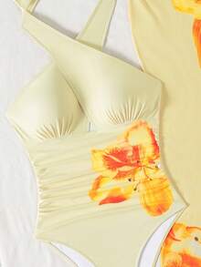 Swim Oasis Bộ đồ bơi nữ Oasis gồm áo tankini cổ yếm in họa tiết hoa và váy maxi. - Vàng nhạt - Xem 7