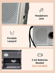 Teckwe 便携式AM/FM收音机，带扬声器，电池供电，接收范围广，适用于室内、室外和紧急情况下使用，配有耳机插孔，是馈赠亲友、送给长辈或居家使用的理想之选。