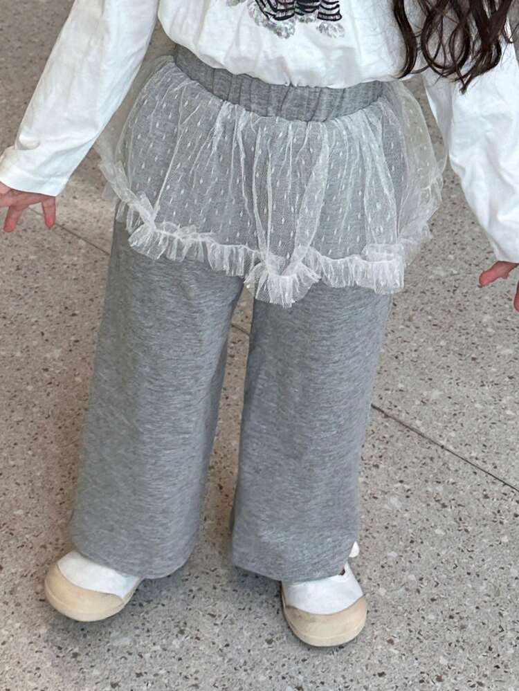 Baby Girls Casual Mesh Patchwork Korean Style 2 In 1 Bottom