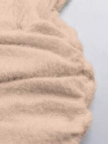 SHEIN PETITE Đầm ôm sát tay dài trễ vai xếp ly màu mơ giả dệt kim cho nữ (25+ mẫu), gợi cảm và thanh lịch, thích hợp cho tiệc tùng, trang phục Giáng sinh và Năm mới. - Màu Hồng baby - Xem 3