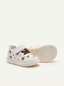 Cozy Pixies 1 Pair Of Baby Boys White Cute Sneakers Fun Cute Cartoon Bear Print Casual Basic Versatile Suitable For Daily Wear, Outdoor Play And Sports Four Seasons (Random Pattern) - White - View 8