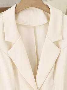 Franclia 女士优雅法式风格翻领无袖修身西装外套搭配高腰百褶中长裙两件套，适合工作场合穿着 - 棕色 - 查看 5