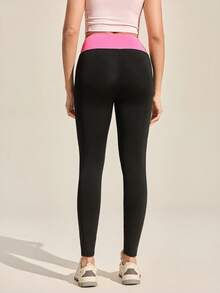 Exploreva Leggings de cintura alta a rayas para mujer para exteriores - Negro - Ver 7