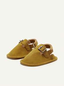 Cozy Pixies 一双时尚纯色基础款可爱圆头婴儿包头公主鞋，田园风格软底舒适轻便婴儿凉鞋