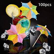50支装鸡尾酒伞，饮料精选八角星形纸伞，纸杯蛋糕装饰，手工鸡尾酒伞杆，夏季海滩泳池派对装饰、圣诞节礼物 - 彩色 - 查看 10