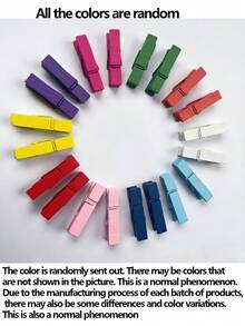 50/100 piezas de pinzas de fotos de madera, pinzas de memo de madera de colores, decoración de pared DIY para dormitorio, hogar, boda, fiesta de cumpleaños, 2,5 cm - Multicolor - Ver 14