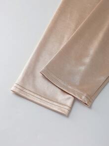 Franclia Women's Spring/Summer French Elegant Design Bubble Decor V-Neck Long Sleeve Casual Versatile Satin Blouse - Champagne - View 4