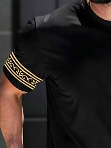 Manfinity LEGND 男士休闲短袖T恤，时尚皇冠国王图案印花T恤，简约百搭设计，适合外出穿着，可作为送给男友/家人的礼物 - 彩色 - 查看 5