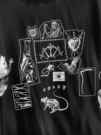 T-shirt ample de style boyfriend vintage gothique foncé, grande taille, unisexe