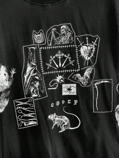 Große Größen Dunkel Gothic Vintage Loose Boyfriend Stil Unisex T-Shirt