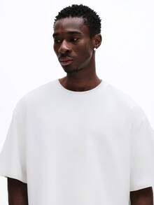 SUMWON Men's Essentials Script Patch Crew Neck Short Sleeve Regular Fit Casual Cotton T-Shirt - White - View 5