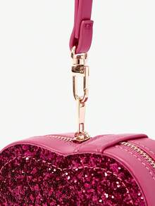 SHECARRY Fashionable Retro Heart Embroidery Handbag Box - Rose Red - View 4