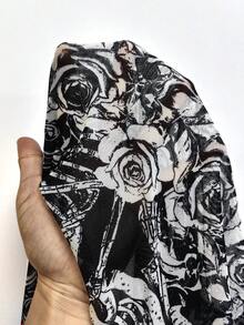 Whyspr Áo liền thân cỡ lớn cổ tròn tay dài chất liệu lưới in họa tiết, phong cách retro punk goth thanh lịch, phù hợp cho Halloween và kỳ nghỉ. - Đen và trắng - Xem 6