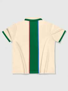 ROMWE MEN Prep Męska koszulka polo z krótkim rękawem i nadrukiem w bloki kolorów, uniwersalna, casualowa - Wielokolorowe - Zobacz 2