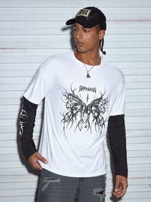 Modcrash 男士长袖圆领T恤，透气百搭，宽松休闲打底衫，韩式简约，创意经典图案，圆领T恤，宽松版型，适合秋冬季春夏复古美式休闲上衣，男女皆宜的夏季上衣，适合日常穿着，宽松版型，夏季度假装扮，复古美式，男女皆宜，宽松版型夏季套装——适合日常穿着和夏季度假装扮。 - 白色 - 查看 4