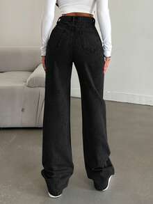 SHEIN Plus High Waist Casual Straight Jean