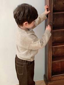 DAZY Sweater Lengan Panjang 2 in 1 Warna Kontras untuk Bayi Laki-laki, Musim Gugur/Musim Dingin untuk Balita - Aprikot - View 5