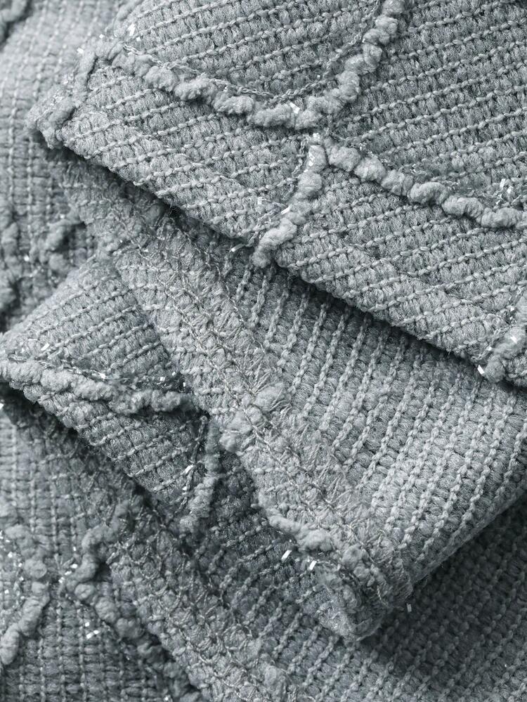 Women's Elegant Textured Lace Trim V-Neck Ruffle Hem Blouse And Slit Skirt 2 Pieces Set, Spring/Summer,Wedding Guest Dress Women