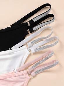 Bộ 3 quần lót dây mảnh phối sequin màu trơn dành cho nữ - Nhiều màu - Xem 4